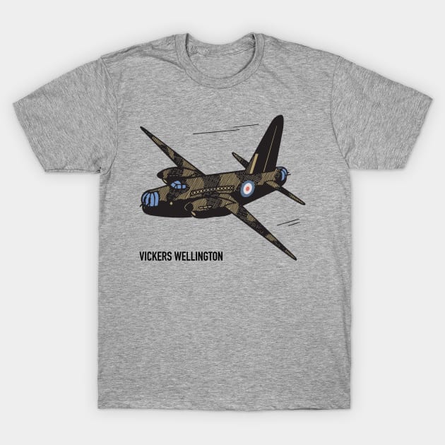 Wellington British WW2 Bomber Plane Art T-Shirt by Battlefields